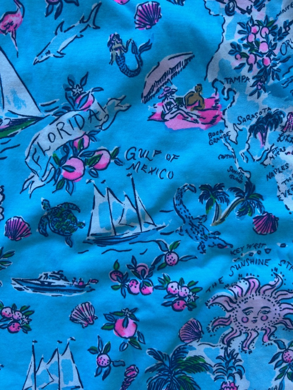 Lilly Pulitzer Blue Tank Dress with Pink Shell Motif - Picture 3 of 3